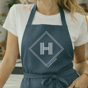 Apron Modern Geometric Monogrammed Initial