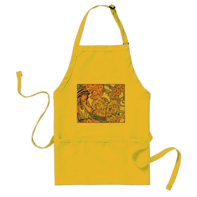 Apron:  Mucha - Language of Flowers Adult Apron (Front)