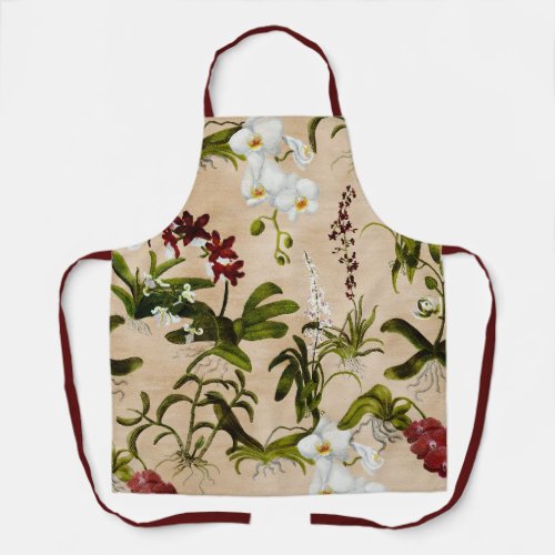 Apron _ Orchid Pattern in Beige