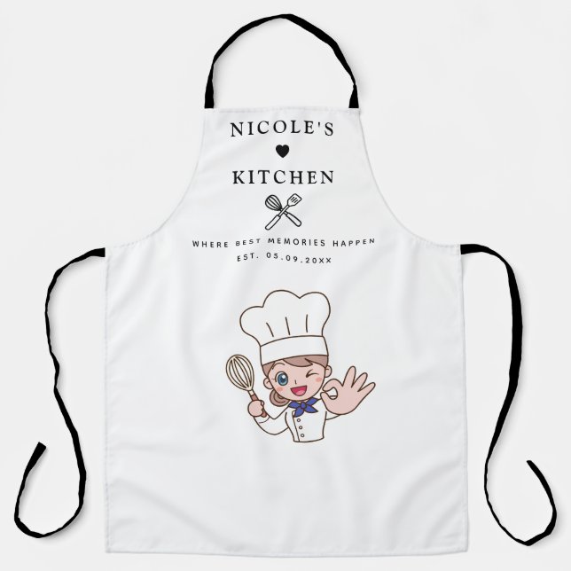 Apron | Personalized Kitchen Name & Chef Cartoon (Front)