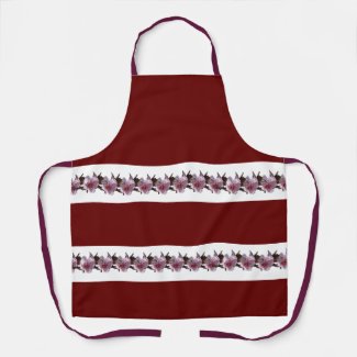 Apron - Plum Blossoms on White Stripes