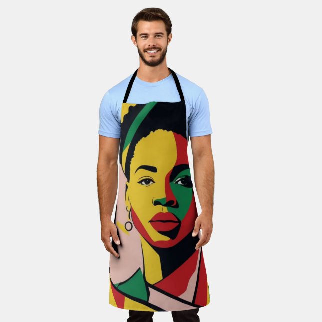 Apron showcasing vibrant patterns (Worn)