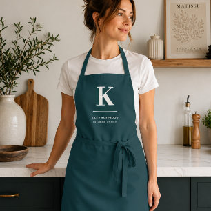 Apron Teal Initial Name Custom Business Workwear