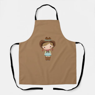 Apron With a Western Girl Illustration
