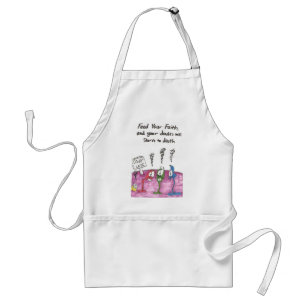 Apron with animated funny church sayings