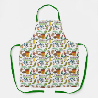 Apron with colorful garden setting. 