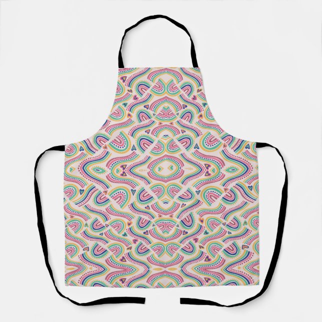 Apron with intricate, colorful abstract patterns  (Front)