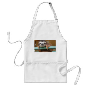 Apron with Sloth, medium length 3 pockets