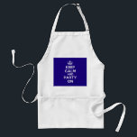 Aprons<br><div class="desc">Based on the original Keep Calm and ... poster this cream and blue Keep Calm and Party On Apron features a custom designed font that matches the original closely.</div>
