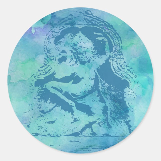 Apsara Blue Classic Round Sticker (Front)