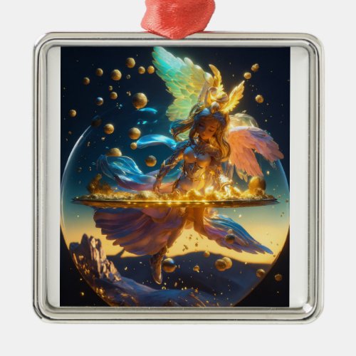 Apt title could be Multicolored Fairy Bestowed  Metal Ornament