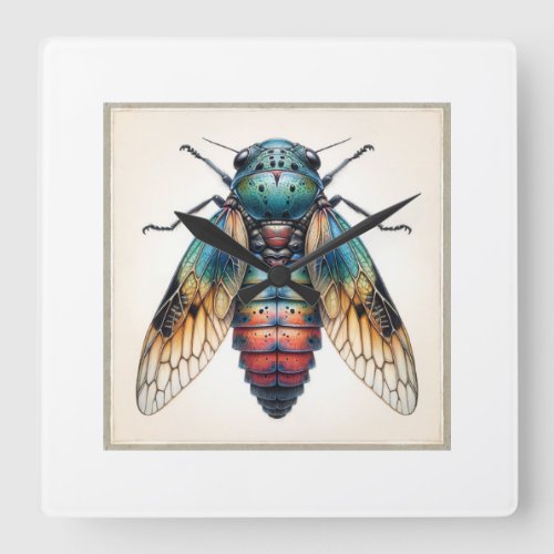 Apterygote Insect 060624IREF119 _ Watercolor Square Wall Clock