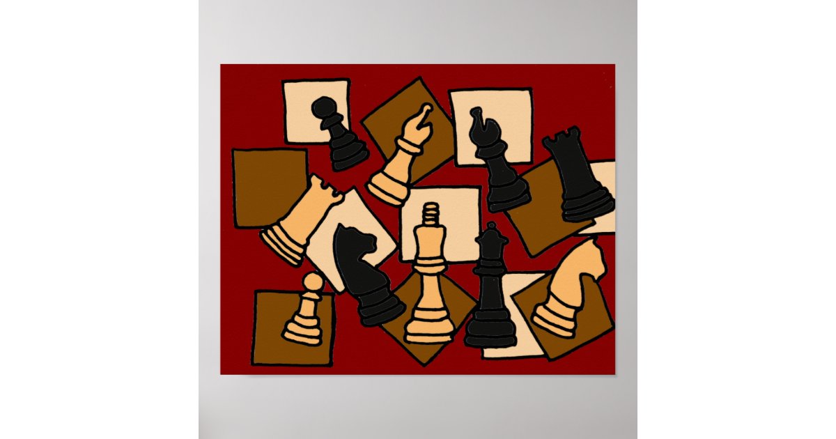 Chess Wall Art Chess Pieces Line Drawing King Queen Bishop 