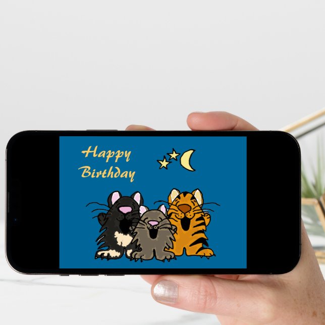 AQ- Cats Singing Birthday Card (Front Digital)