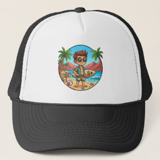 Aqaba Jordan Summer Vacation Boy Surfer Trucker Ha Hat