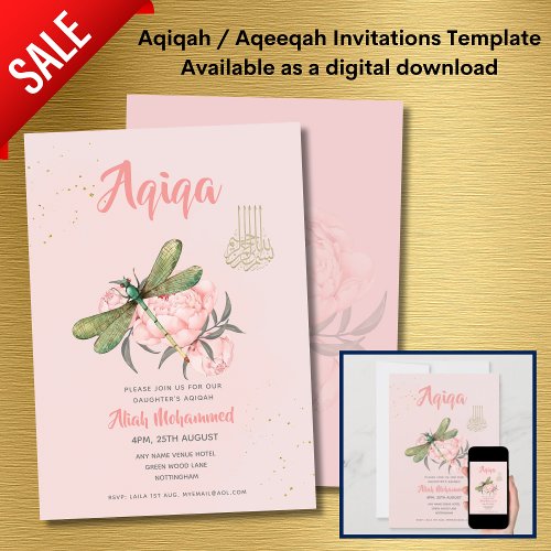 Aqiqa Invitation Templates Digital Dragonfly Girl