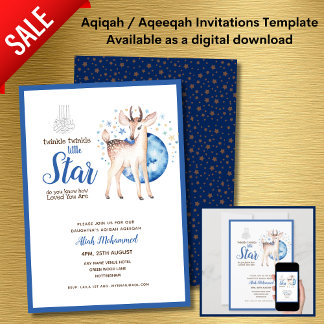Aqiqah Aqeeqah Invitations Template Twinkle Star