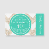 Aqua 40th Birthday Celebration Magnetic cards (Front)