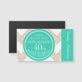 Aqua 40th Birthday Celebration Magnetic cards (Front/Back)
