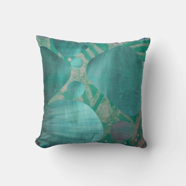 Aqua Abstract Art Pillow (Front)