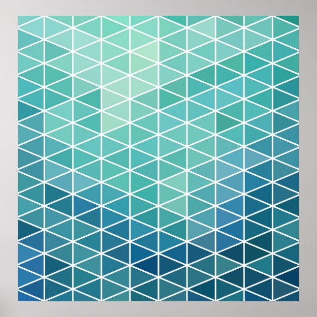 Aqua Abstract Triangles Poster (Front)