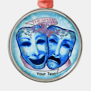 Aqua Actor Masks Metal Ornament