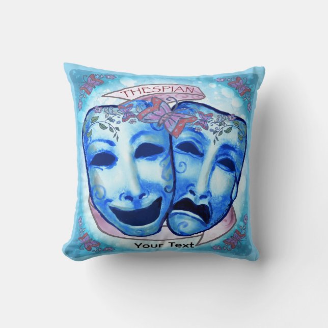 Aqua  Actor Masks Throw Pillow (Front)