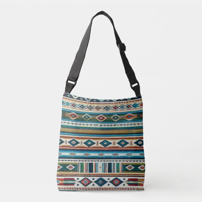 "AQUA" ADJUSTABLE TOTE - Mexican-Style Weave (Front)