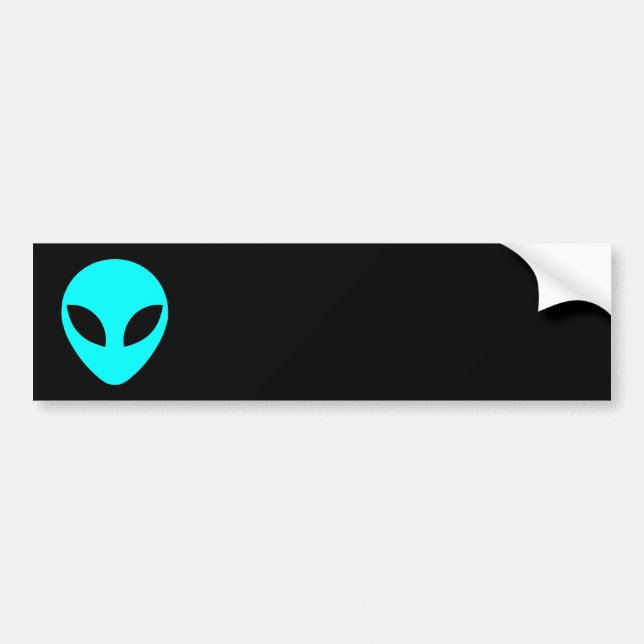 Aqua Alien Head Bumper Sticker (Front)