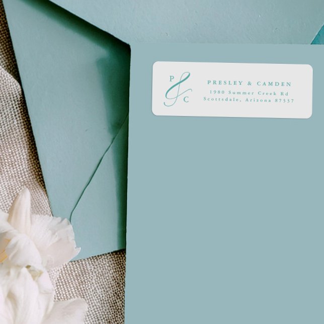 Aqua Ampersand Monogram Return Address Labels (Creator Uploaded)