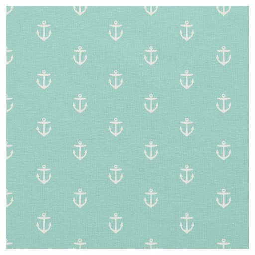 Aqua Anchor Print Fabric