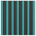 [ Thumbnail: Aqua and Black Colored Lines/Stripes Pattern Fabric ]