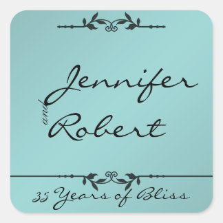 Aqua and Black Elegant Anniversary Envelope Seal