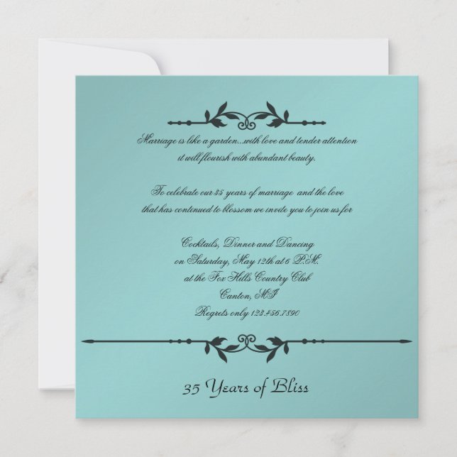 Aqua and Black Elegant Anniversary Invitation (Front)