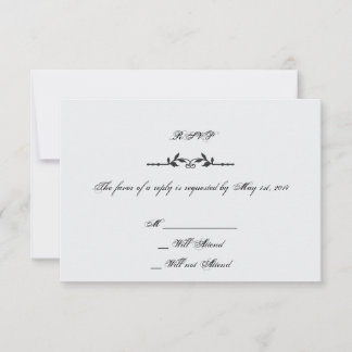 Aqua and Black Elegant Wedding Response Card