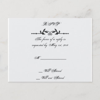 Aqua and Black Elegant Wedding RSVP Invitation Postcard