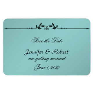 Aqua and Black Elegant Wedding Save the Date Magnet