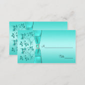 Aqua and Black Floral Placecards (Front/Back)
