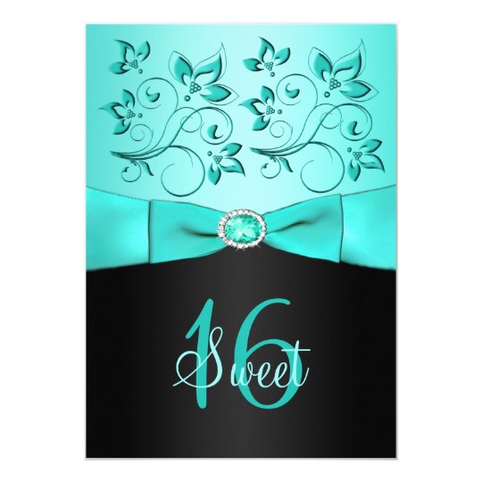 Aqua Sweet 16 Invitations 1