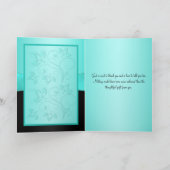 Aqua and Black Floral Thank You Card (Inside)