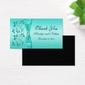 Aqua and Black Floral Wedding Favor Tag (Desk)