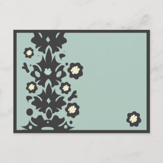 Aqua and Black Flower Power Post Card