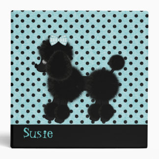 Aqua and Black French Poodle Binder