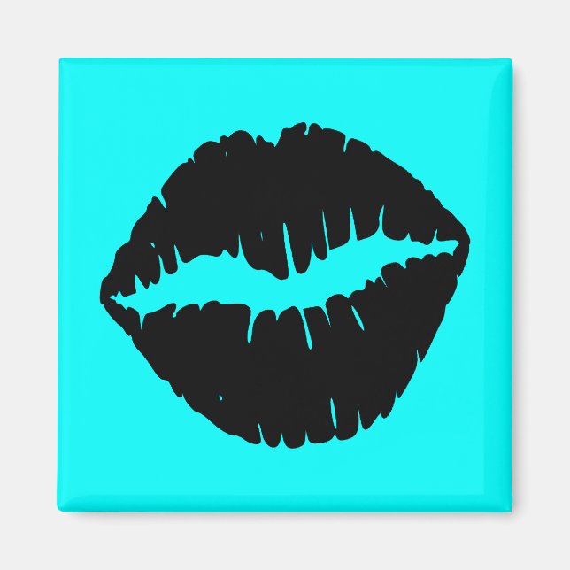 Aqua and Black Lips Magnet (Front)
