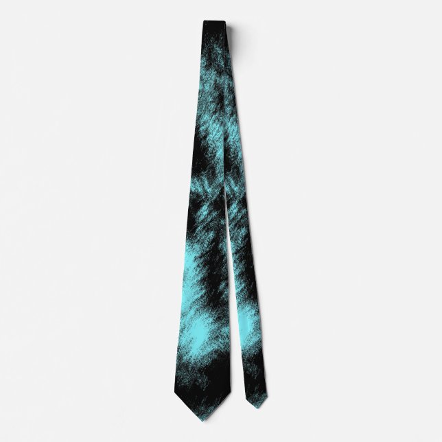 Aqua and Black Modern Art Neck Tie (Front)