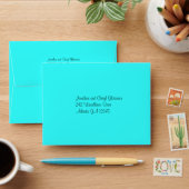Aqua and Black Polka Dot Envelope for RSVP Card (Desk)