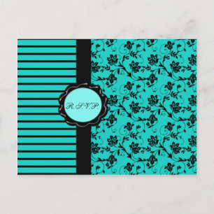 Aqua and Black R.S.V.P. Card
