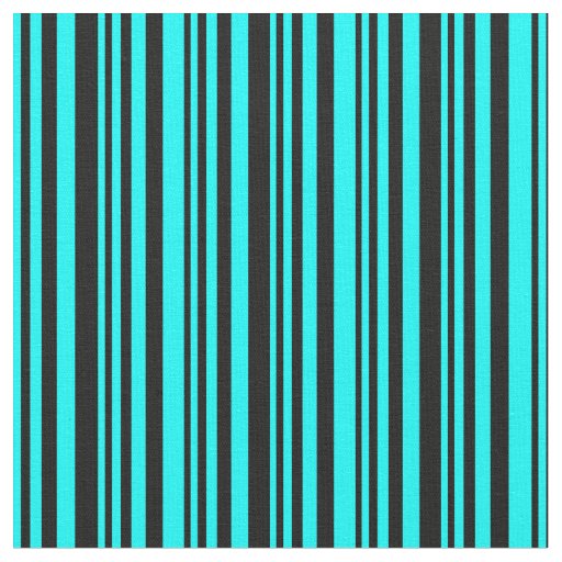 Aqua and Black Stripes Fabric