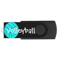 Aqua and Black Volleyball Logo USB