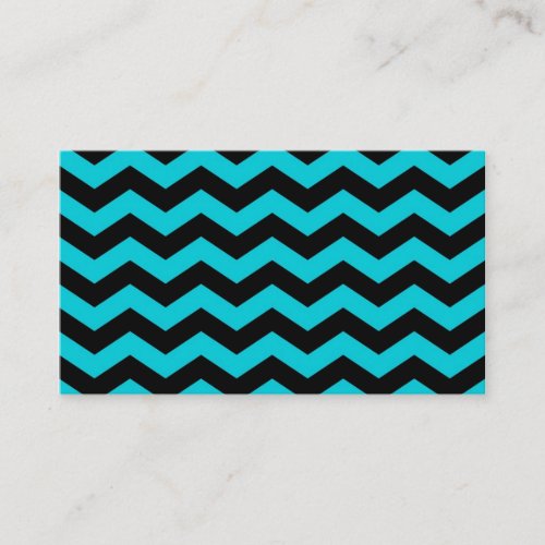 Aqua and Black Zig Zag Pattern Business Card